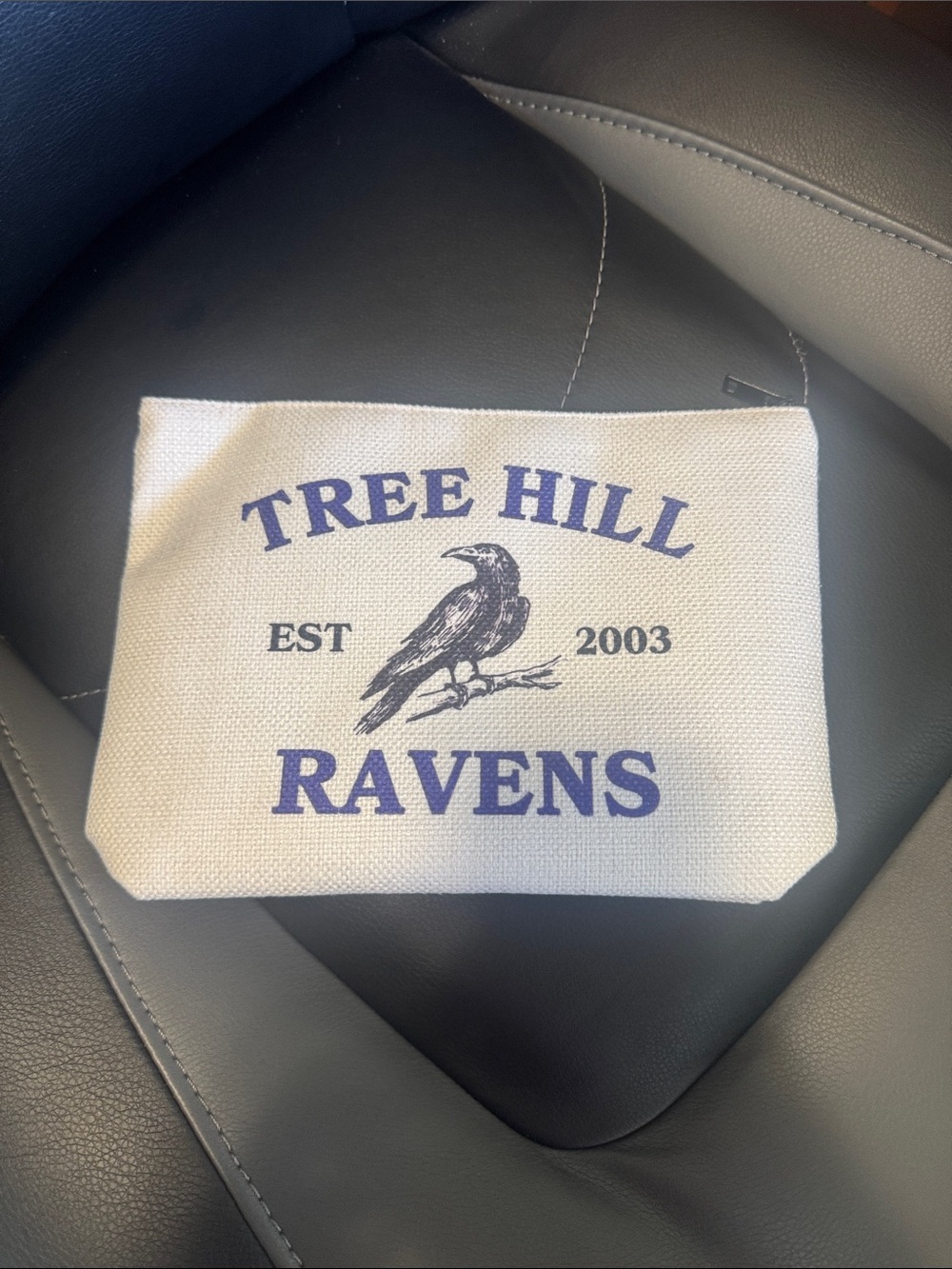 Tree Hill Ravens Canvas Pouch - Cream with Navy Print NET